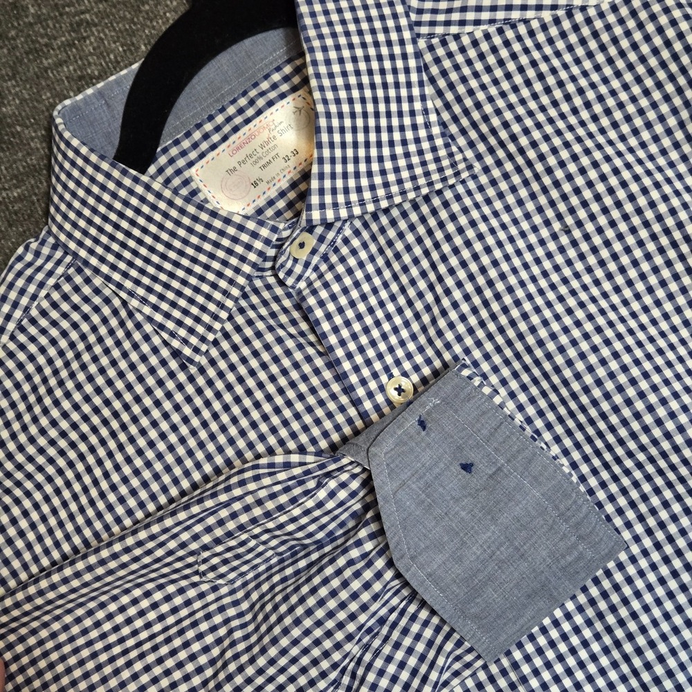 LORENZO UOMO The Perfect Fashion Shirt 100% Cotton Trim Fit 16 ½ 32-33‎ Gingham